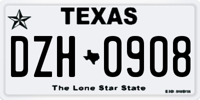 TX license plate DZH0908