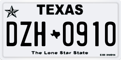 TX license plate DZH0910
