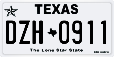 TX license plate DZH0911
