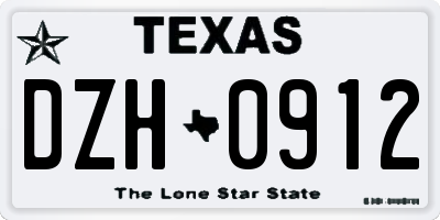 TX license plate DZH0912