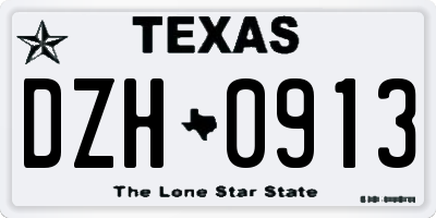 TX license plate DZH0913