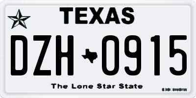 TX license plate DZH0915