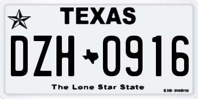 TX license plate DZH0916