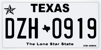 TX license plate DZH0919