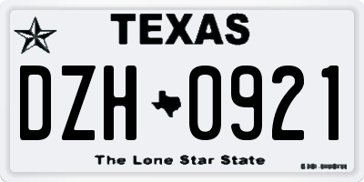 TX license plate DZH0921