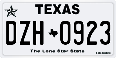 TX license plate DZH0923