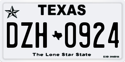 TX license plate DZH0924