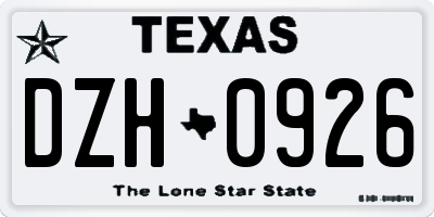 TX license plate DZH0926