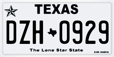 TX license plate DZH0929