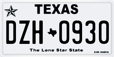 TX license plate DZH0930