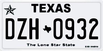 TX license plate DZH0932