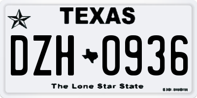 TX license plate DZH0936