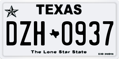 TX license plate DZH0937