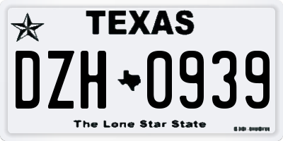 TX license plate DZH0939
