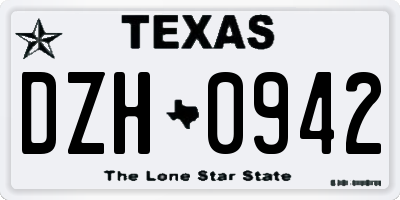 TX license plate DZH0942