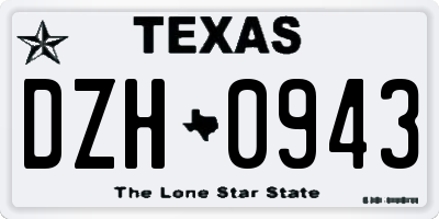TX license plate DZH0943