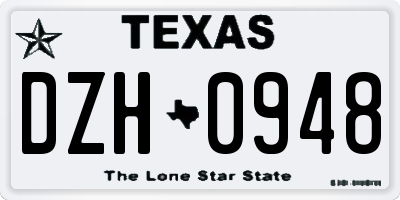TX license plate DZH0948