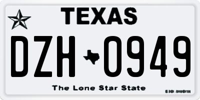 TX license plate DZH0949
