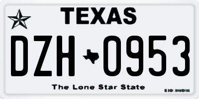 TX license plate DZH0953