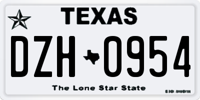 TX license plate DZH0954