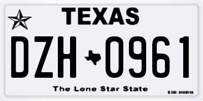 TX license plate DZH0961