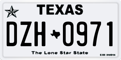 TX license plate DZH0971