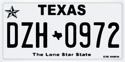 TX license plate DZH0972