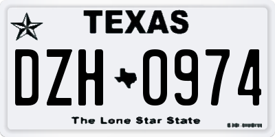 TX license plate DZH0974