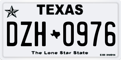 TX license plate DZH0976