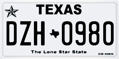 TX license plate DZH0980
