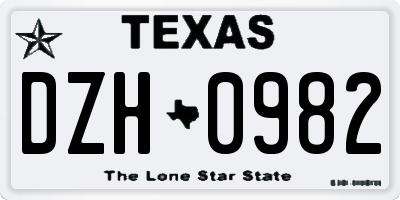 TX license plate DZH0982