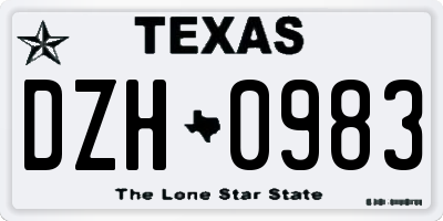 TX license plate DZH0983