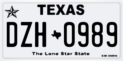 TX license plate DZH0989