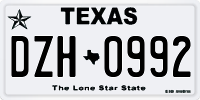 TX license plate DZH0992