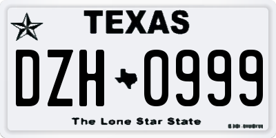 TX license plate DZH0999