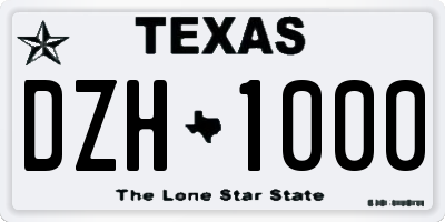 TX license plate DZH1000