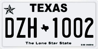TX license plate DZH1002