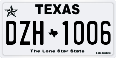 TX license plate DZH1006
