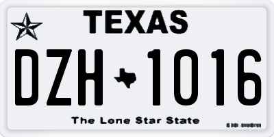 TX license plate DZH1016