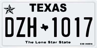 TX license plate DZH1017