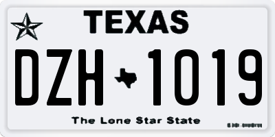 TX license plate DZH1019