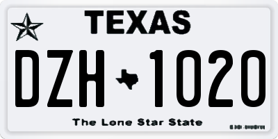TX license plate DZH1020