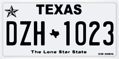 TX license plate DZH1023