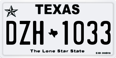 TX license plate DZH1033
