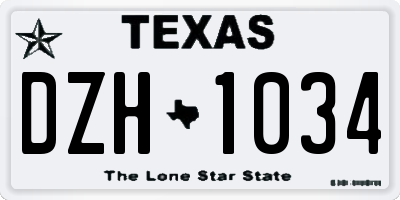 TX license plate DZH1034