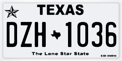 TX license plate DZH1036