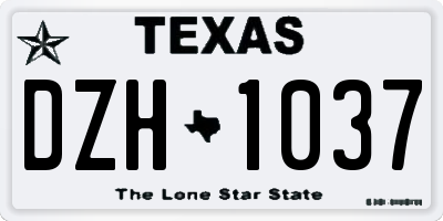 TX license plate DZH1037