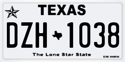 TX license plate DZH1038