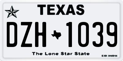 TX license plate DZH1039