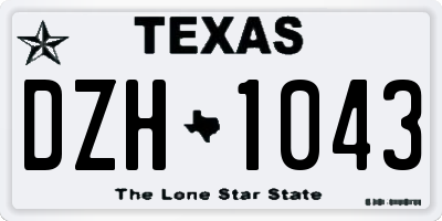 TX license plate DZH1043